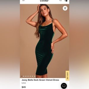 Lulus Jazzy Belle Dark Green Velvet Dress, small